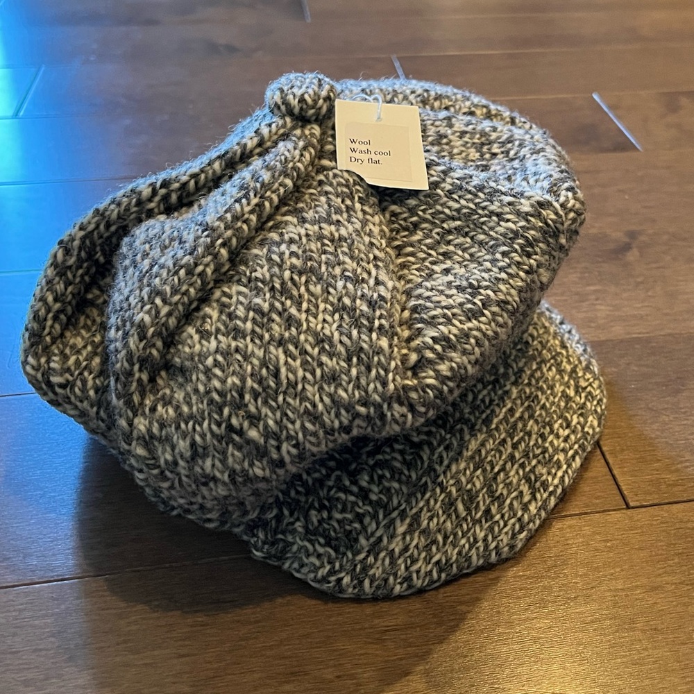 Homeknit wool salt and pepper hat